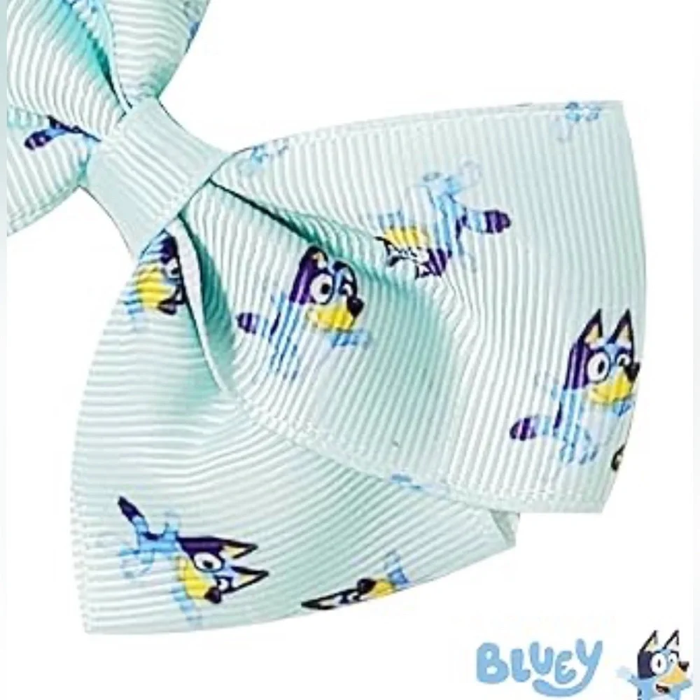 7 Piece 4 inch Bluey Colorful Cartoon Bow Set for Kids